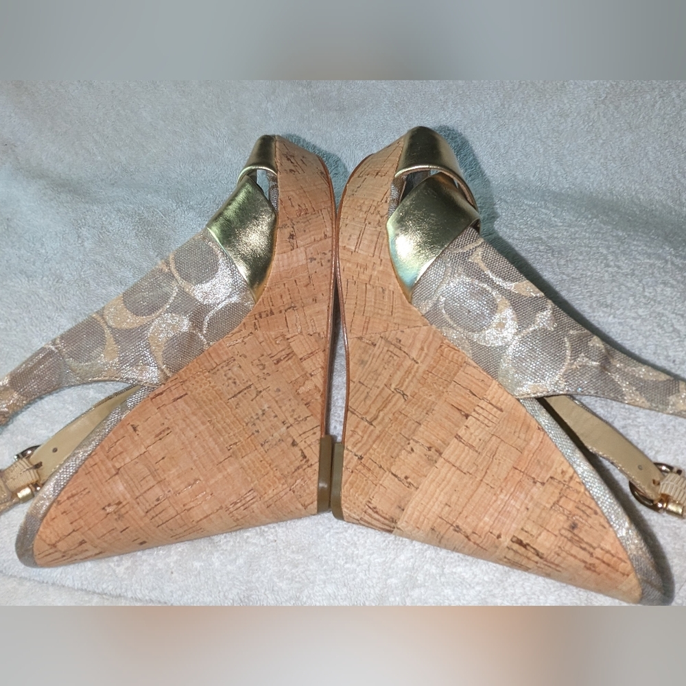 Vintage Coach Jesse wedge cork heeled sandals. 7.5 - Picture 6 of 11